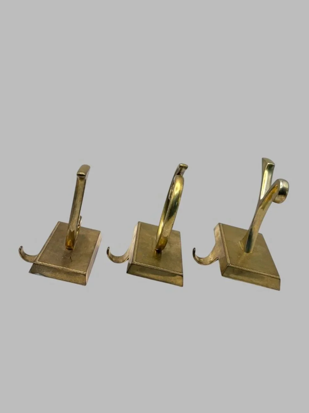 Vintage Brass JOY Stocking Holders Set of 3 Christmas Mantel Decor Holiday Hooks